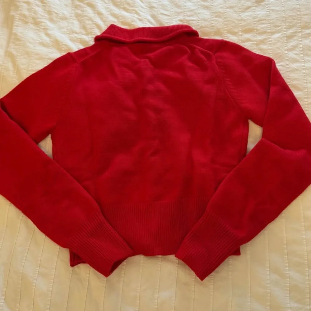 Red Button-Up Cardigan - Picture 4 of 5